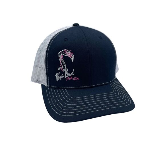 Flippin Bird Pink Gin Scofflaw Brewing Trucker Hat Mesh Blue White Snapback - Picture 1 of 6